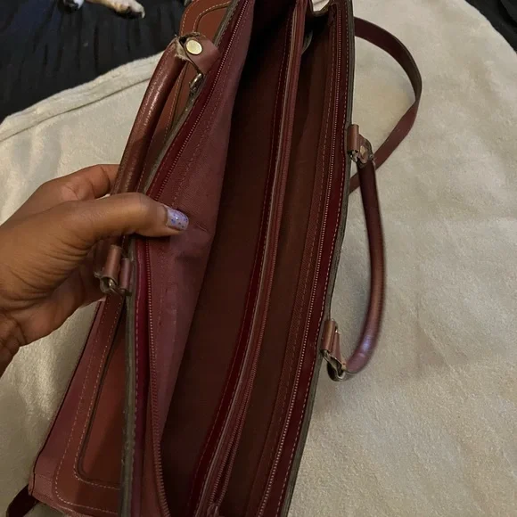 Leather Crossbody Briefcase with Handles - Picture 3 of 5